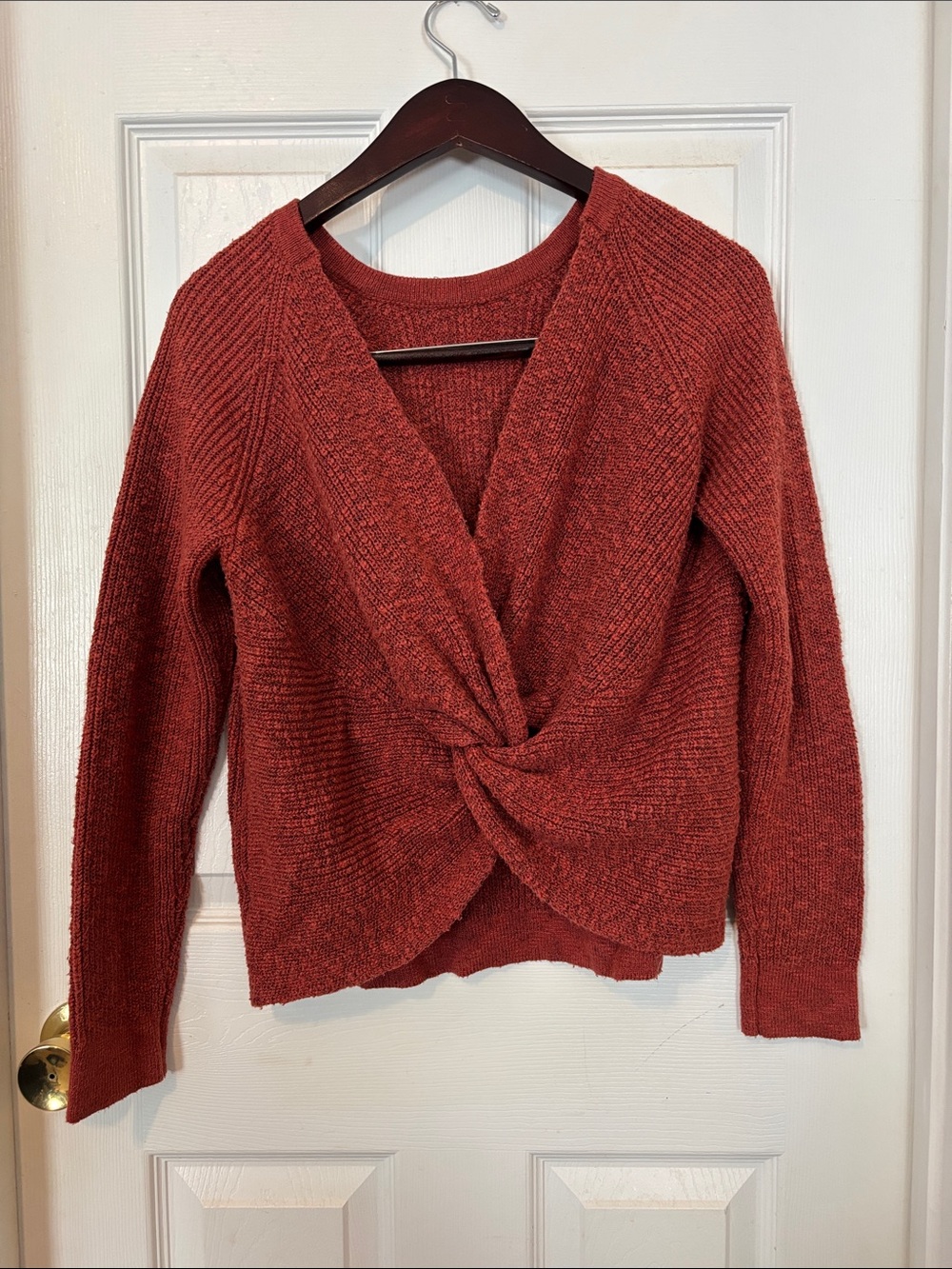 Aerie Rust Color Twist-Back Sweater